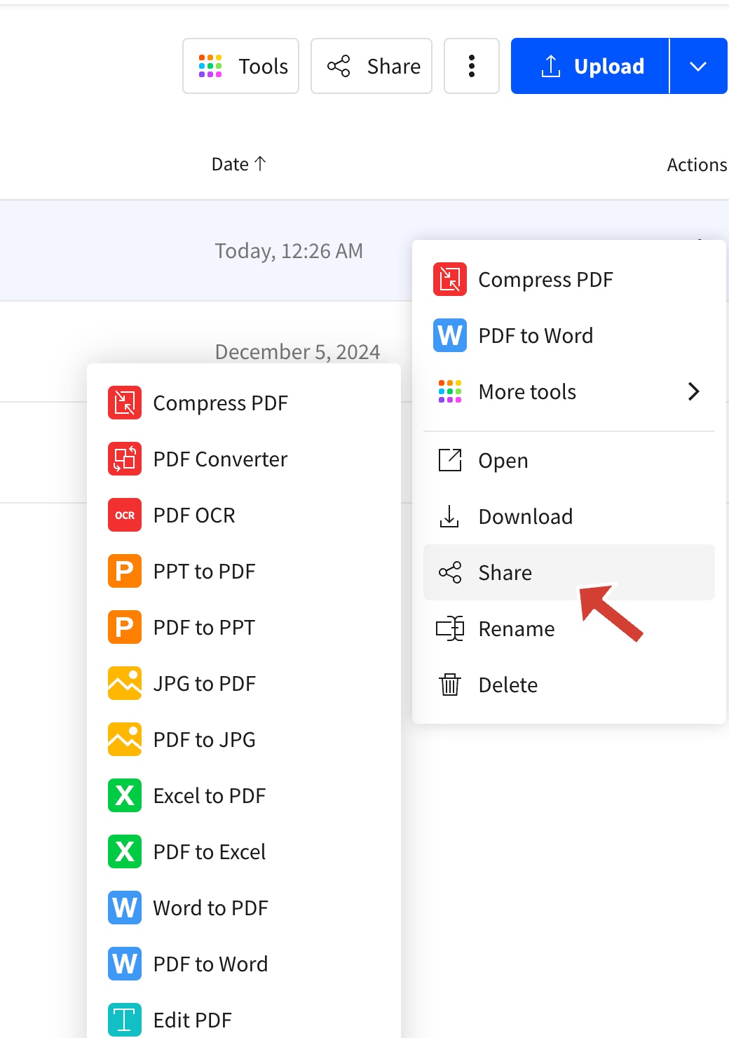 Use Smallpdf to share a link 