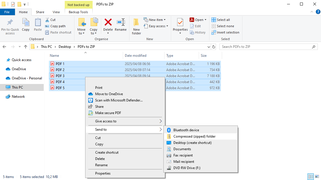 Compress to zip file