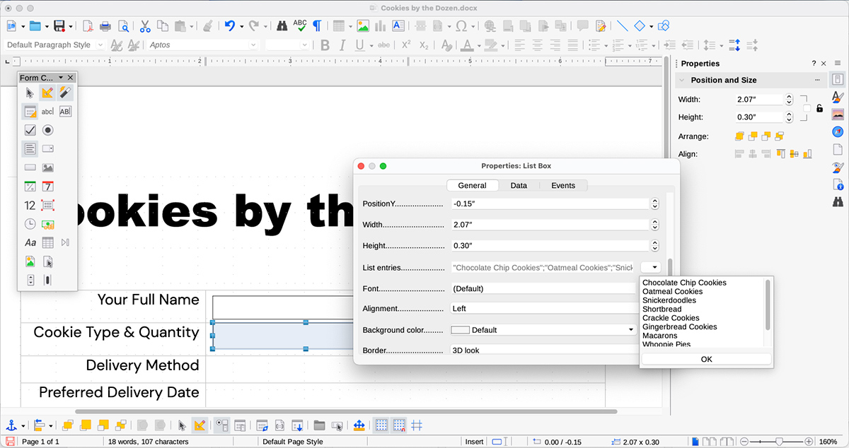 Adding “List entries” to a drop-down list