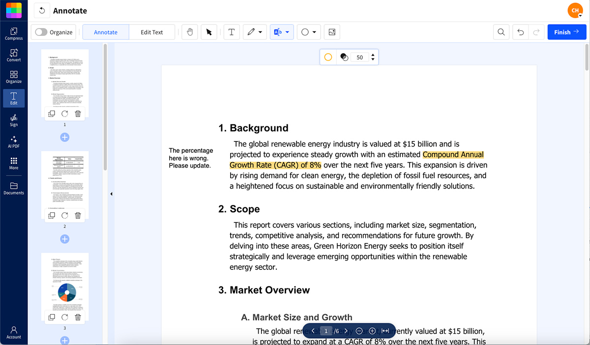 Using Smallpdf’s Annotate tool to add notes to PDFs