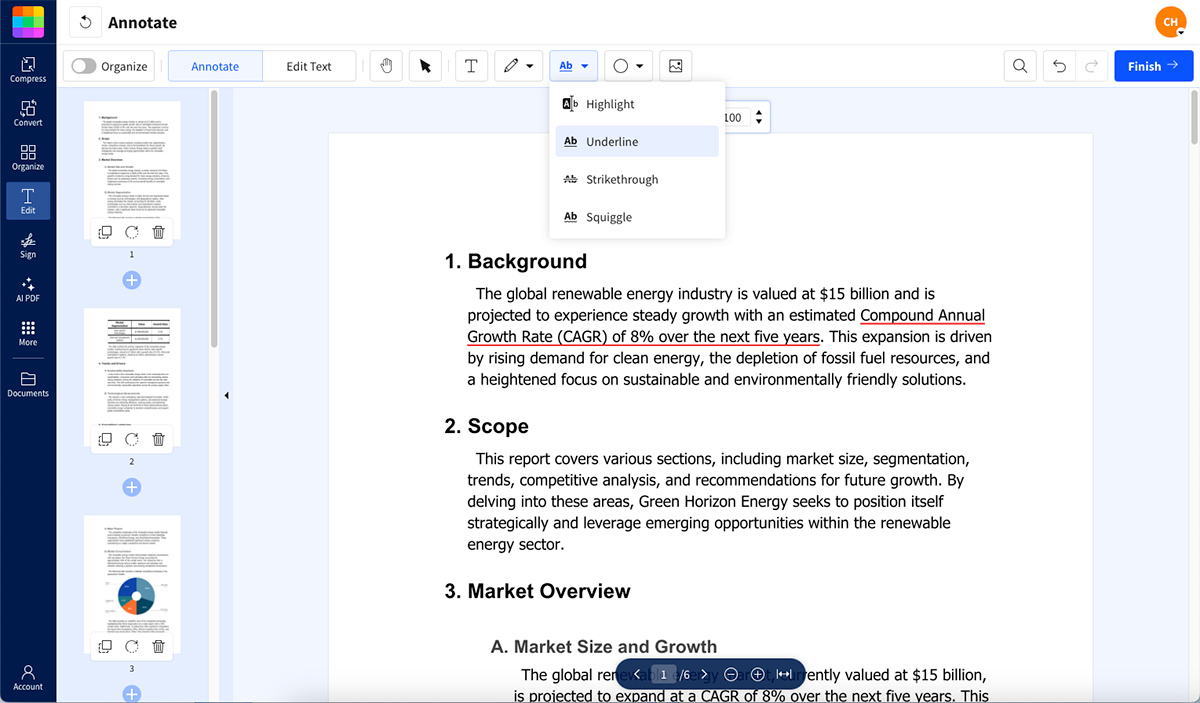 Underlining text in PDFs with PDF Annotator