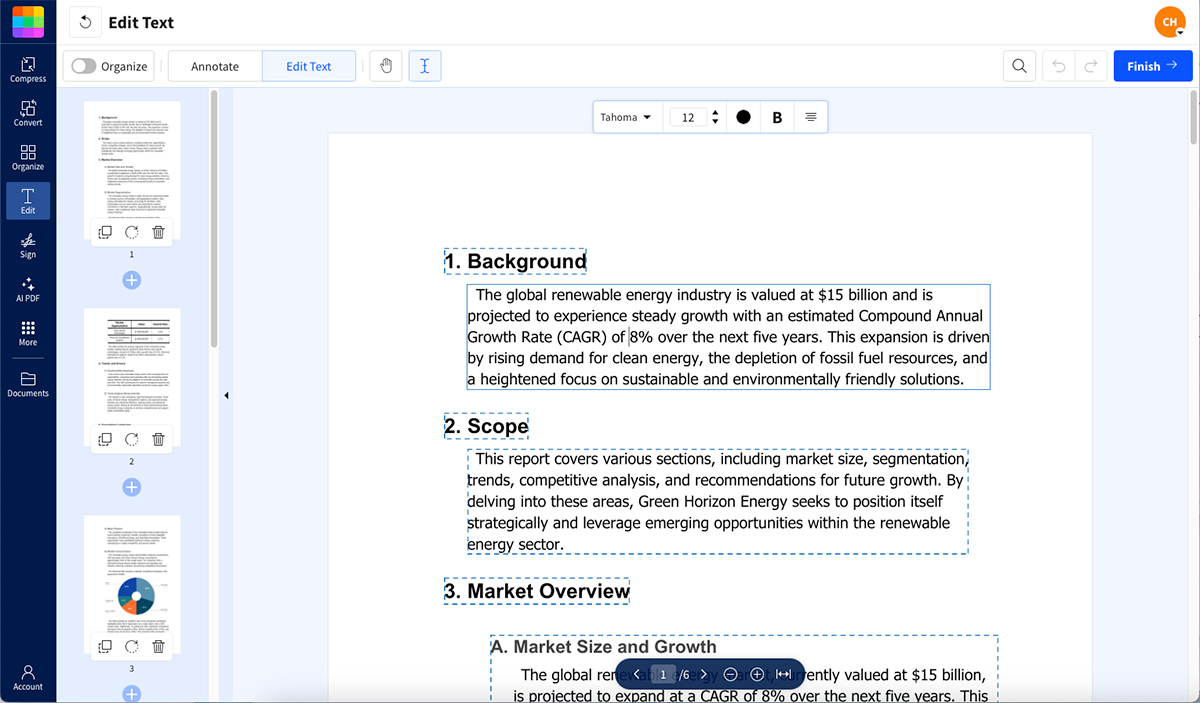 Using Edit PDF to make changes to a PDF