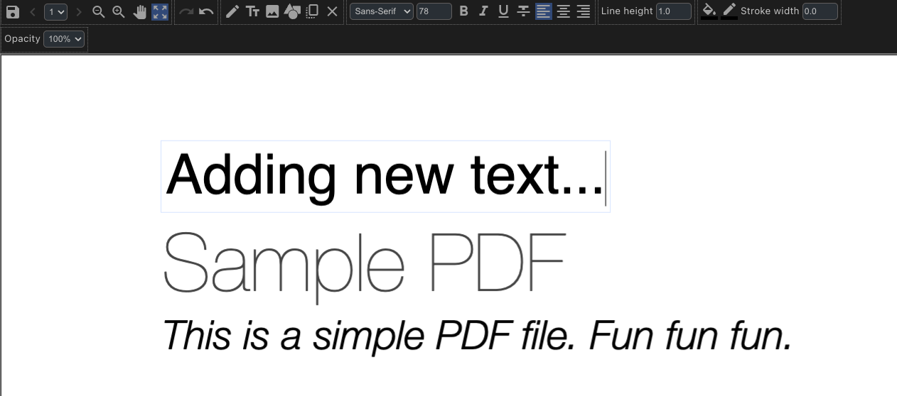 Adding new text in PDF24