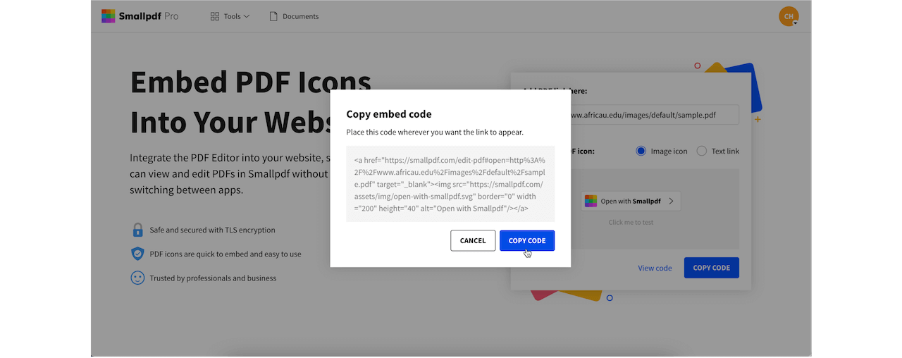 Utiliser Smallpdf pour générer le code d’intégration de vos PDF