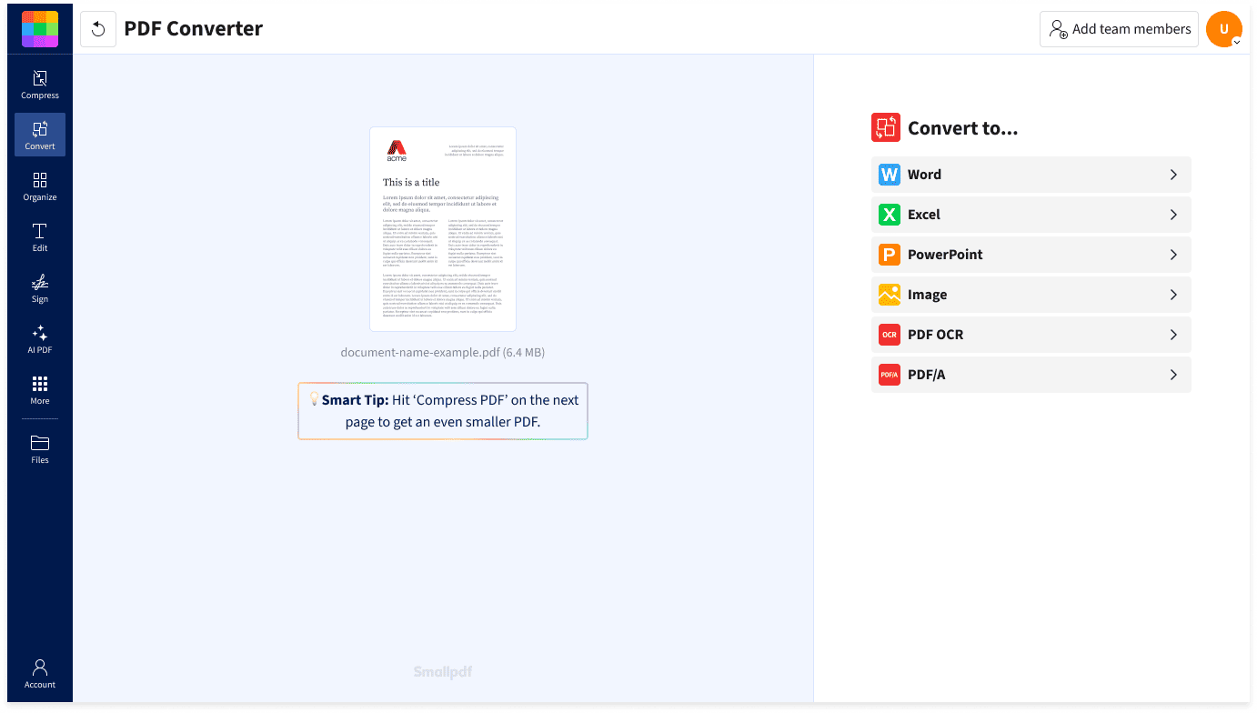 How to convert files to and from PDF: import your file, choose a format, convert, and download the result