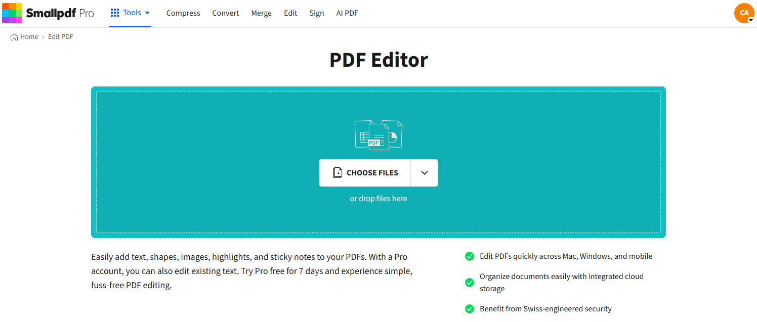 Open our PDF Editor