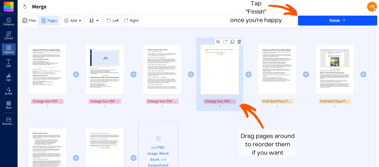Mesclar documentos do Word com o Smallpdf