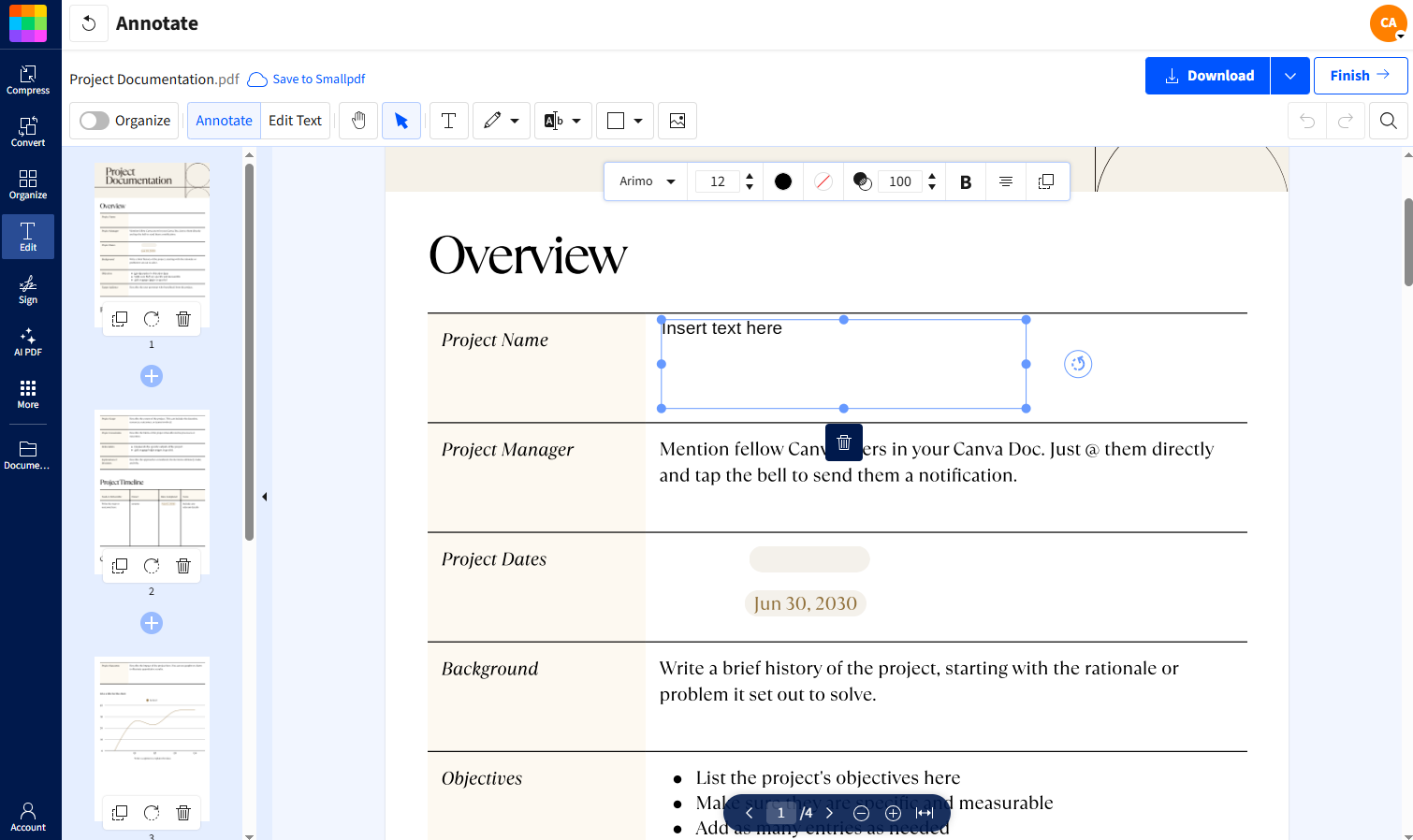 Add a text box to your PDF