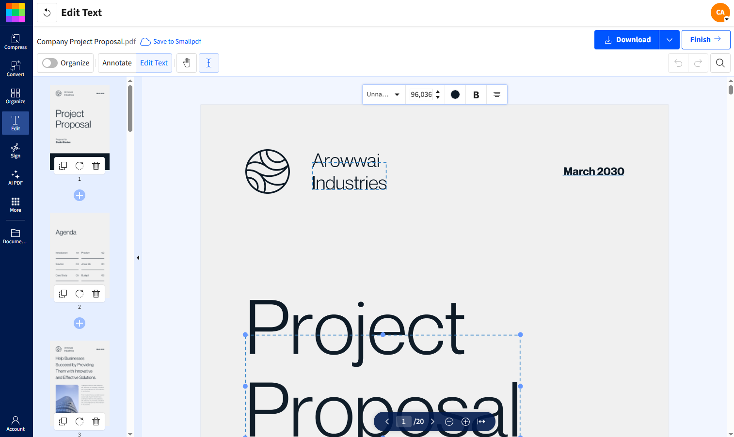 Edit text to your PDF