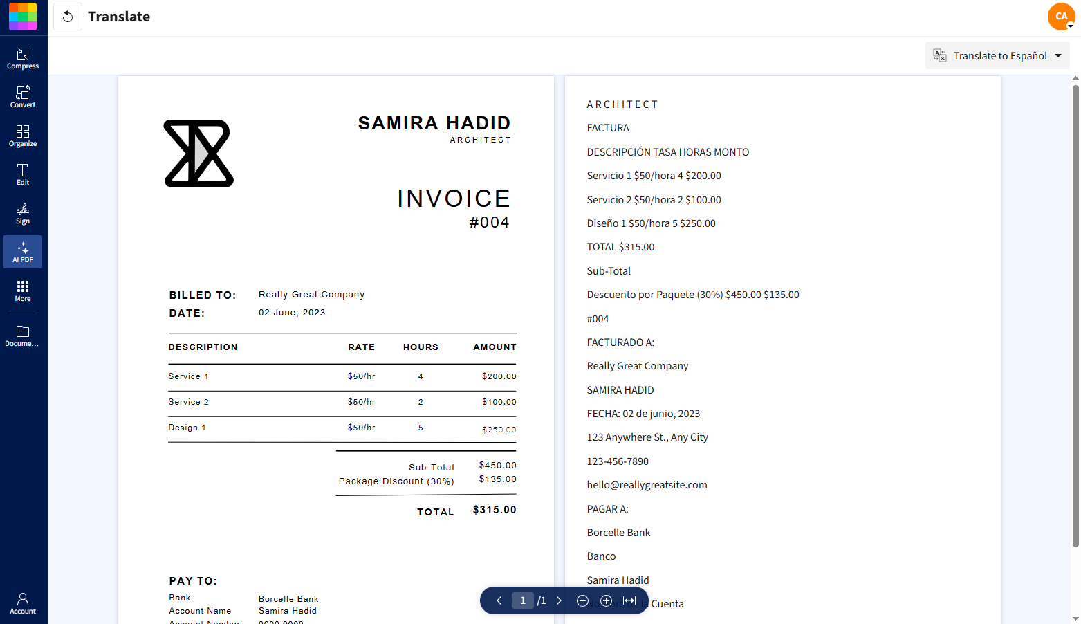 After translating your document