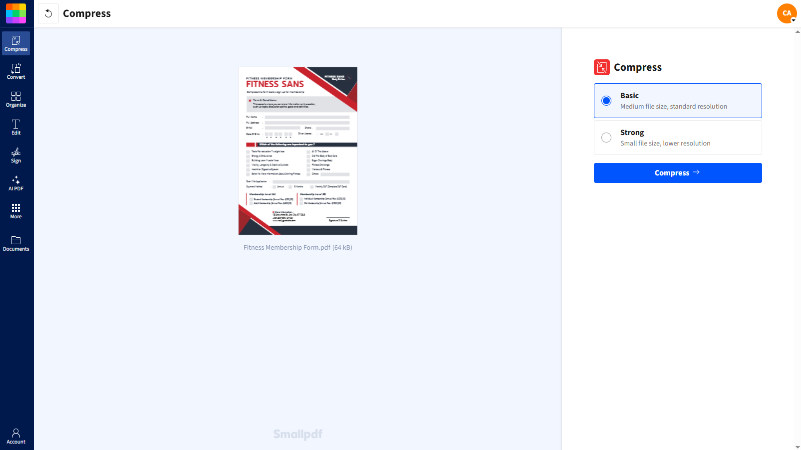 Choose your compression option