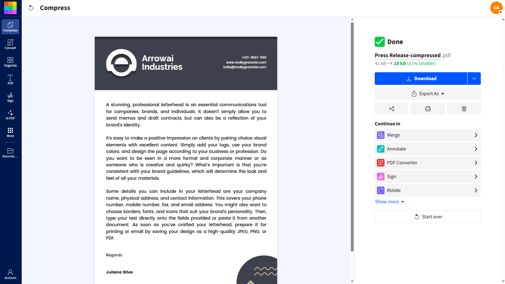 Download your compressed file