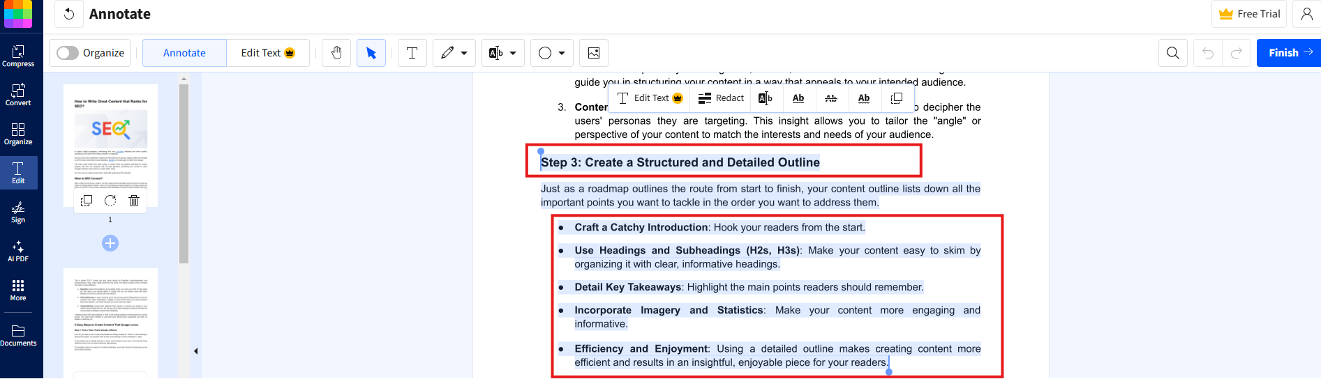 Structure the PDF document correctly