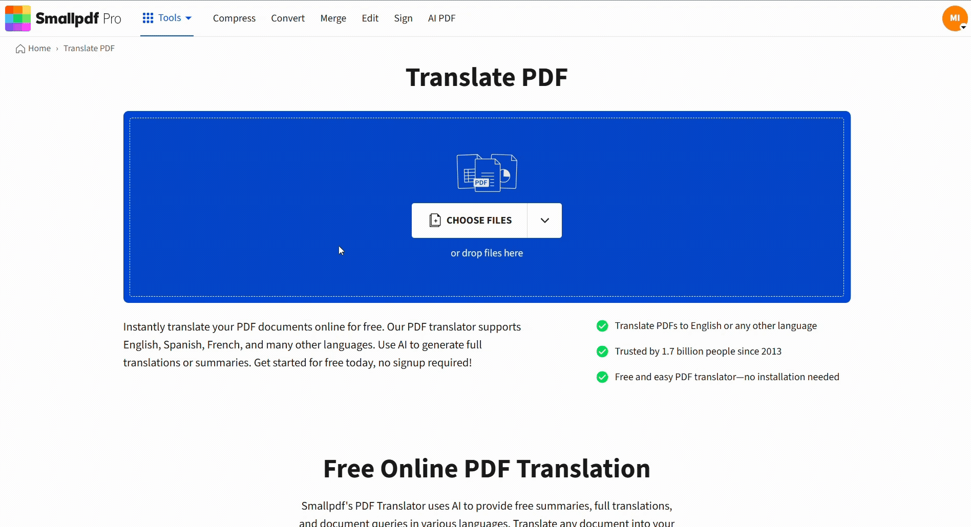 Best way to translate a Google Doc online
