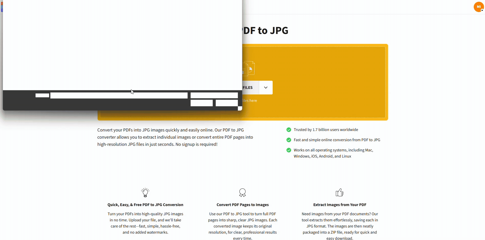 Convert PDF pages to images using Smallpdf