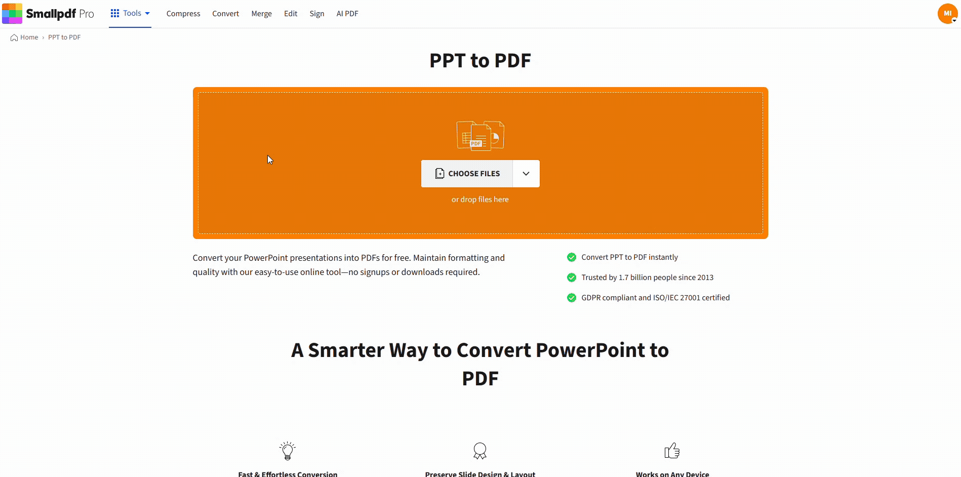 Convert your PowerPoint brochure to PDF
