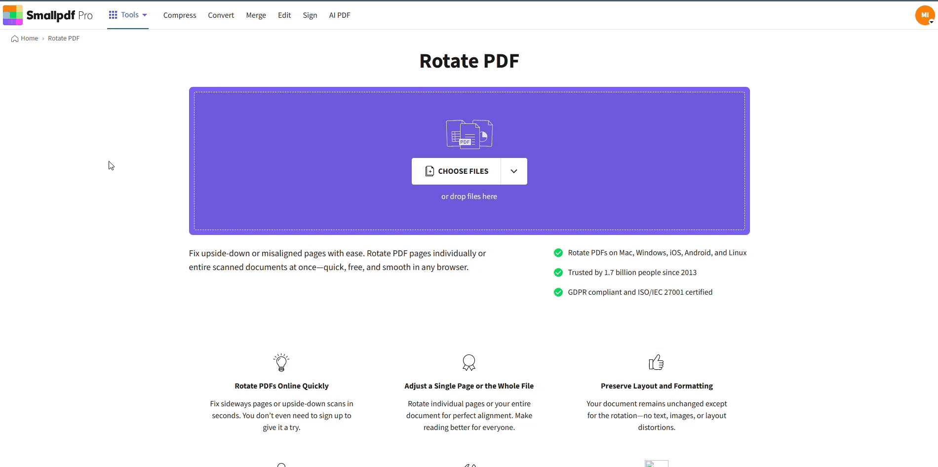 Rotate an entire page to change the orientation of text
