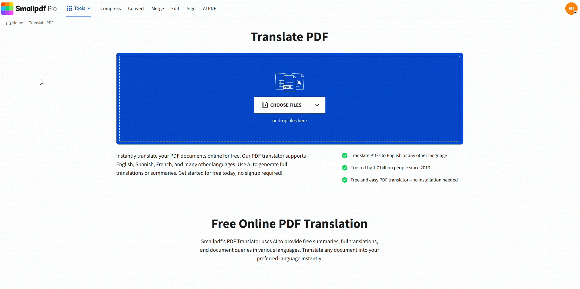Translate a Medical Document with Smallpdf