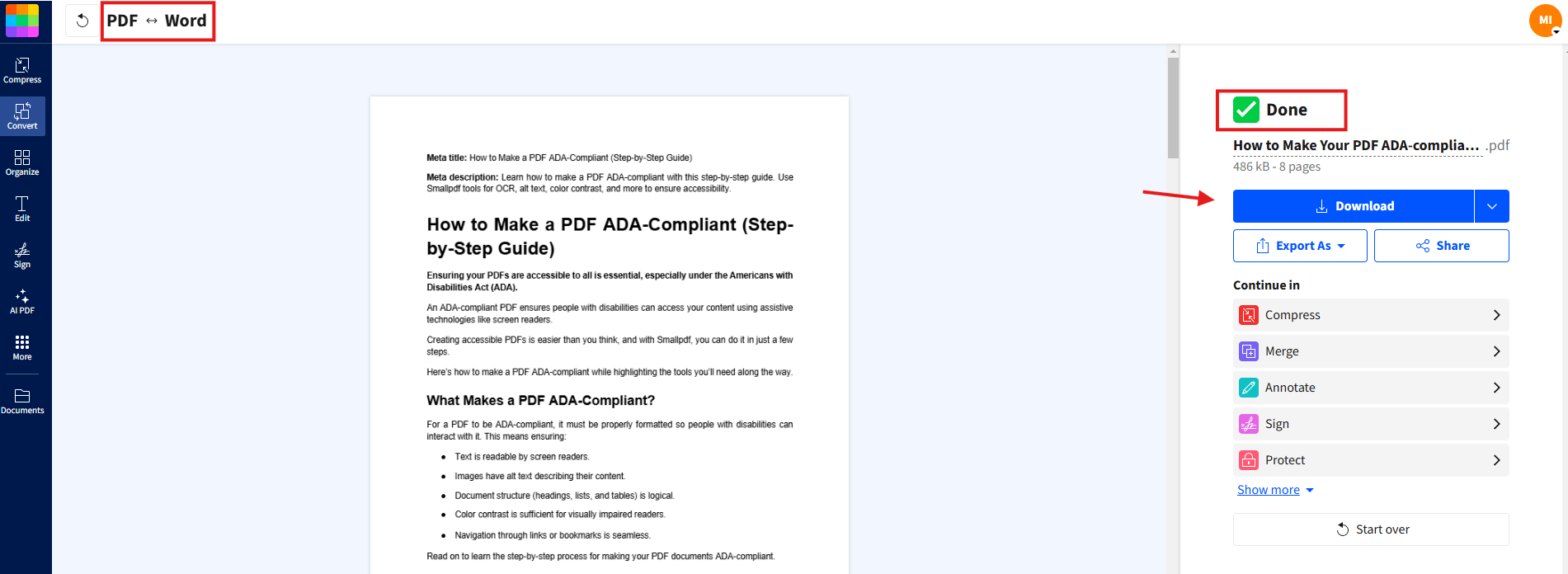 Save your PDFs to Google Drive, Dropbox, or your Smallpdf storage