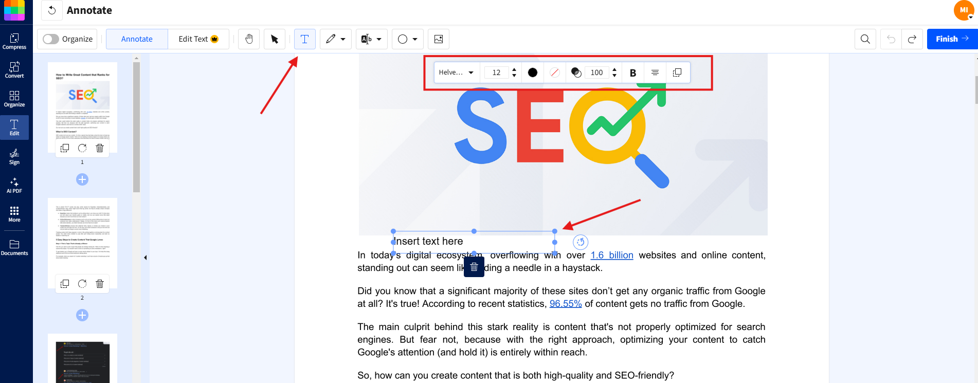 Add alt text in PDF using Smallpdf Annotator