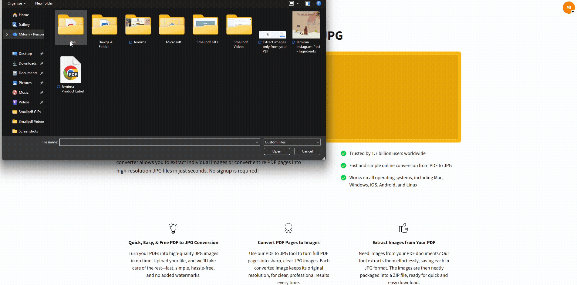 Extraer fotos de un PDF en línea gratis