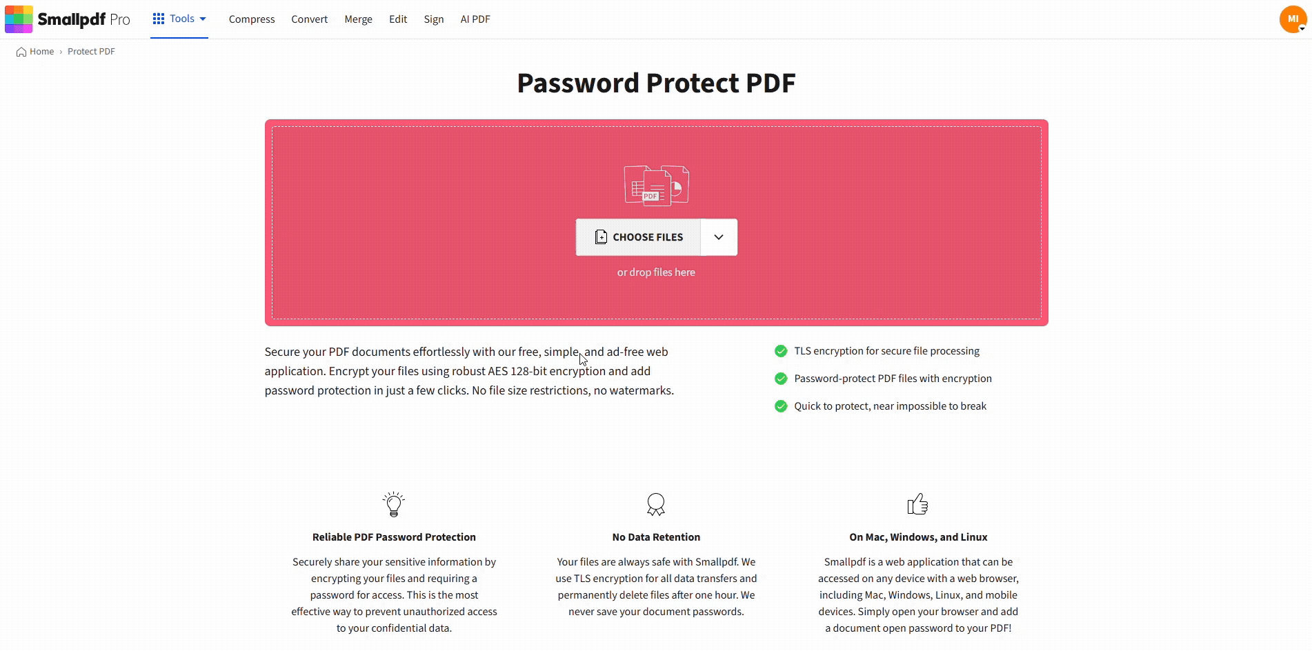 How to password protect a PDF with Smallpdf