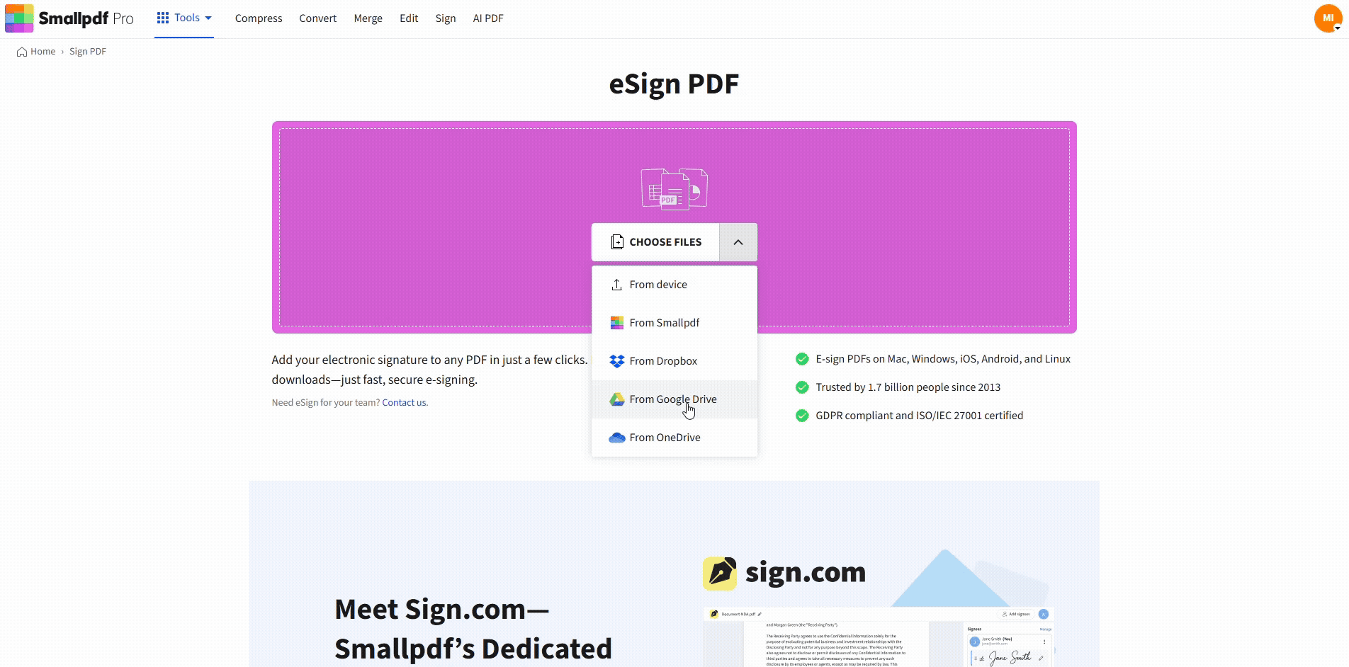 Sign a PDF in Google Drive