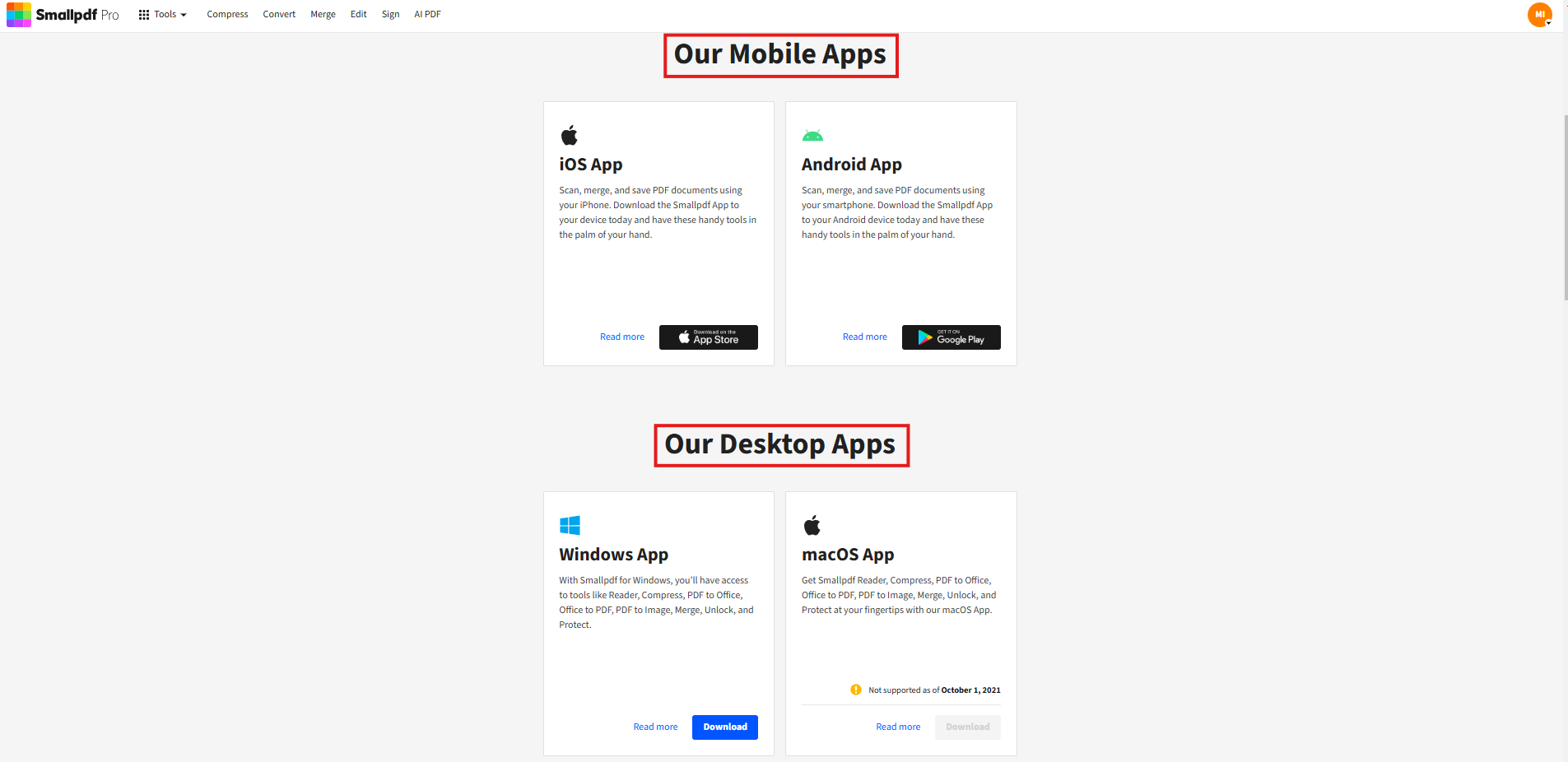 Smallpdf apps for mobile and desktop