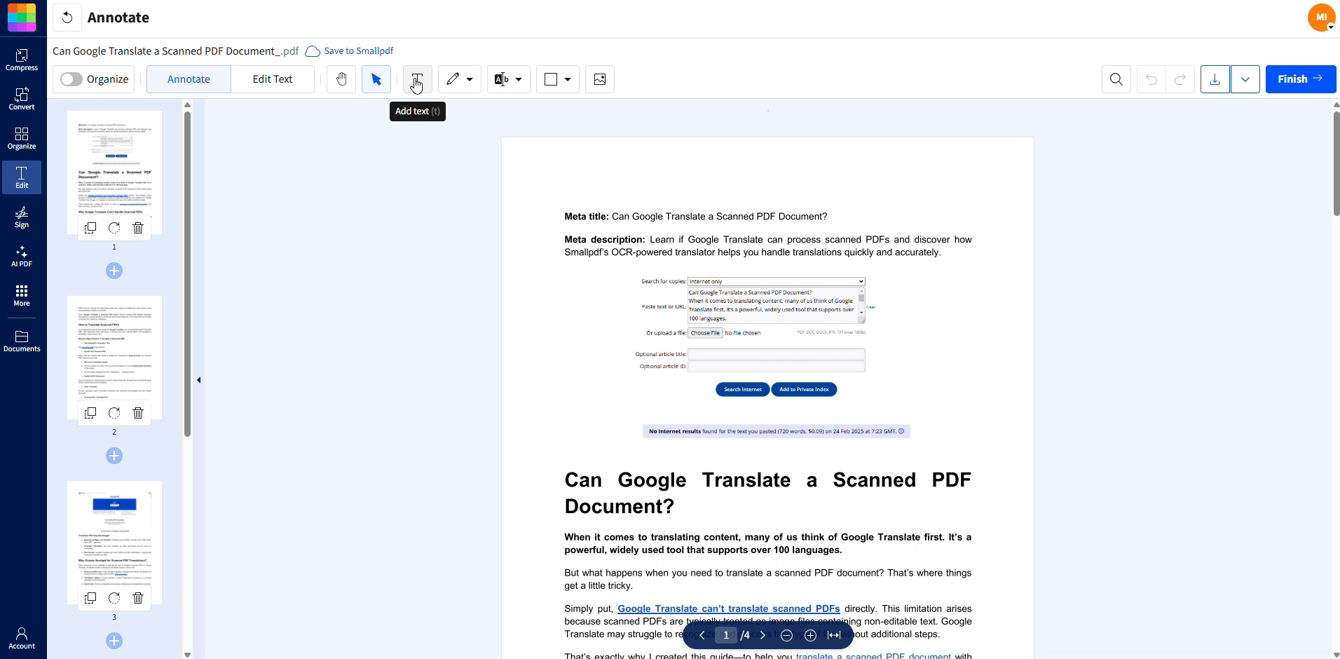 Füge deinem PDF ein Textfeld hinzu