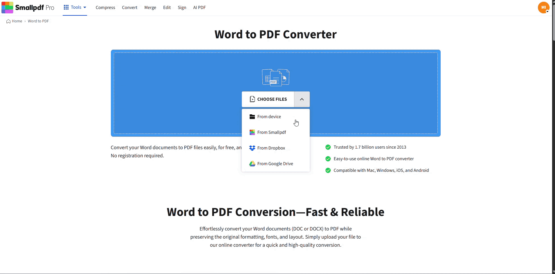 Preserve image quality with Smallpdf Word to PDF converter