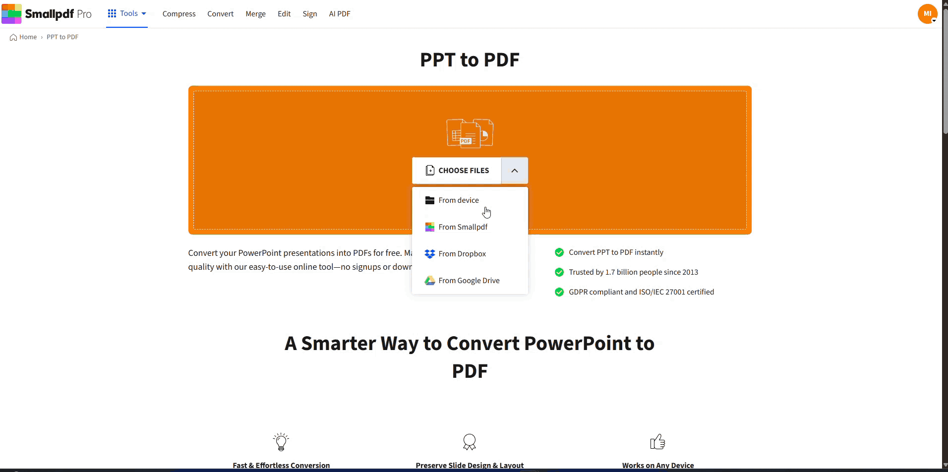 Converta usando nosso conversor de PowerPoint para PDF