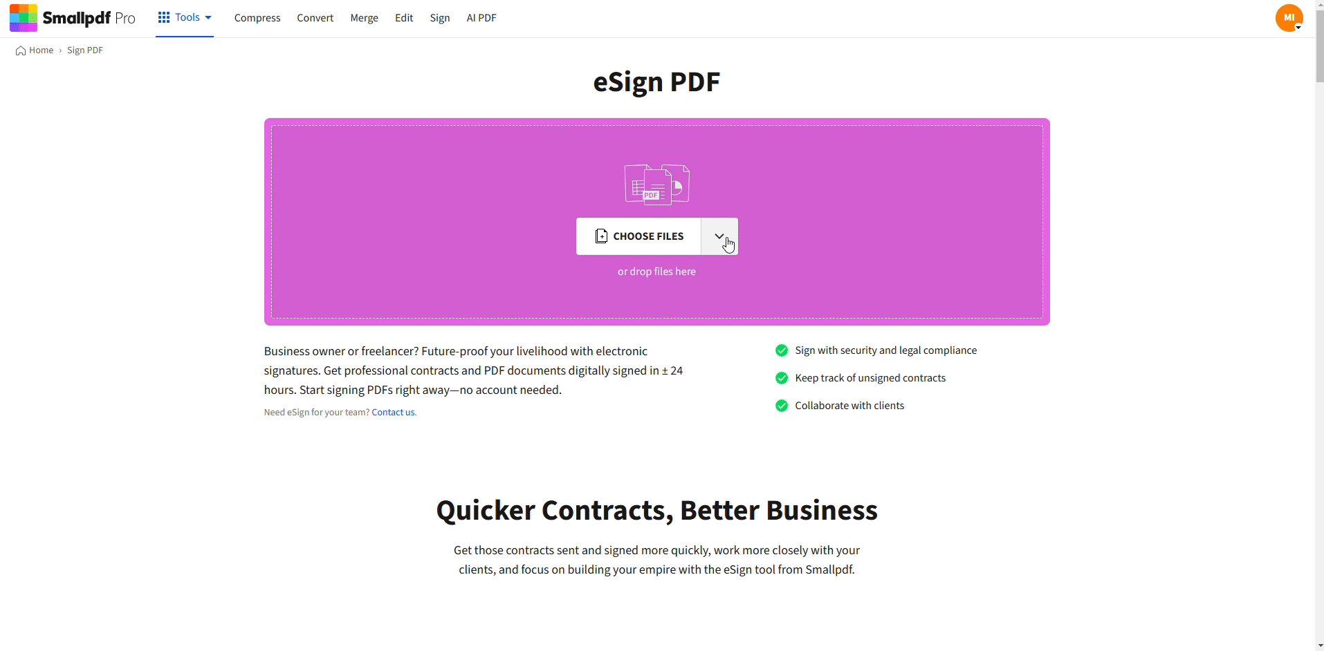 Sign a PDF on iPad using Smallpdf