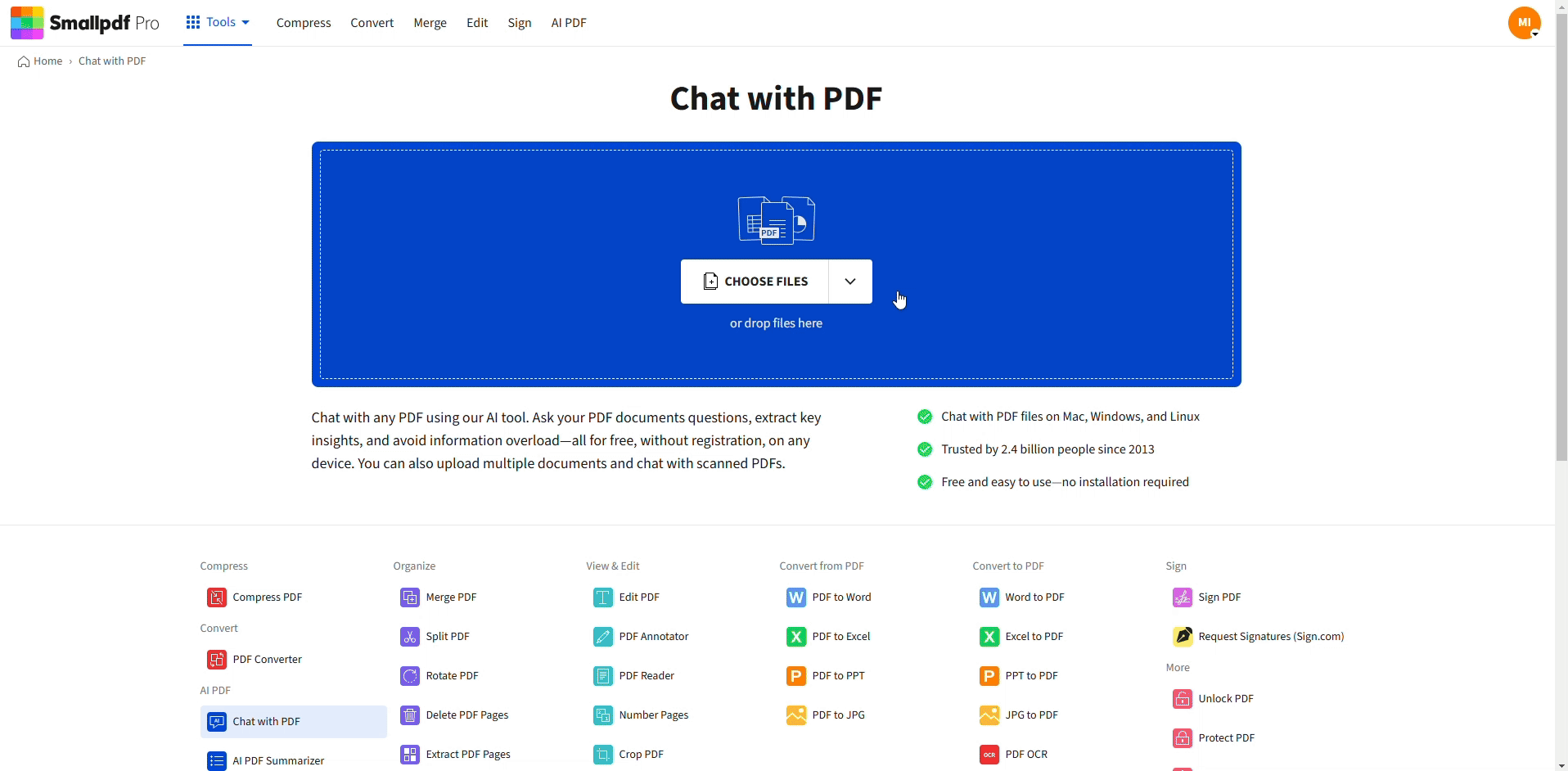 Use Chat with PDF to pull the data