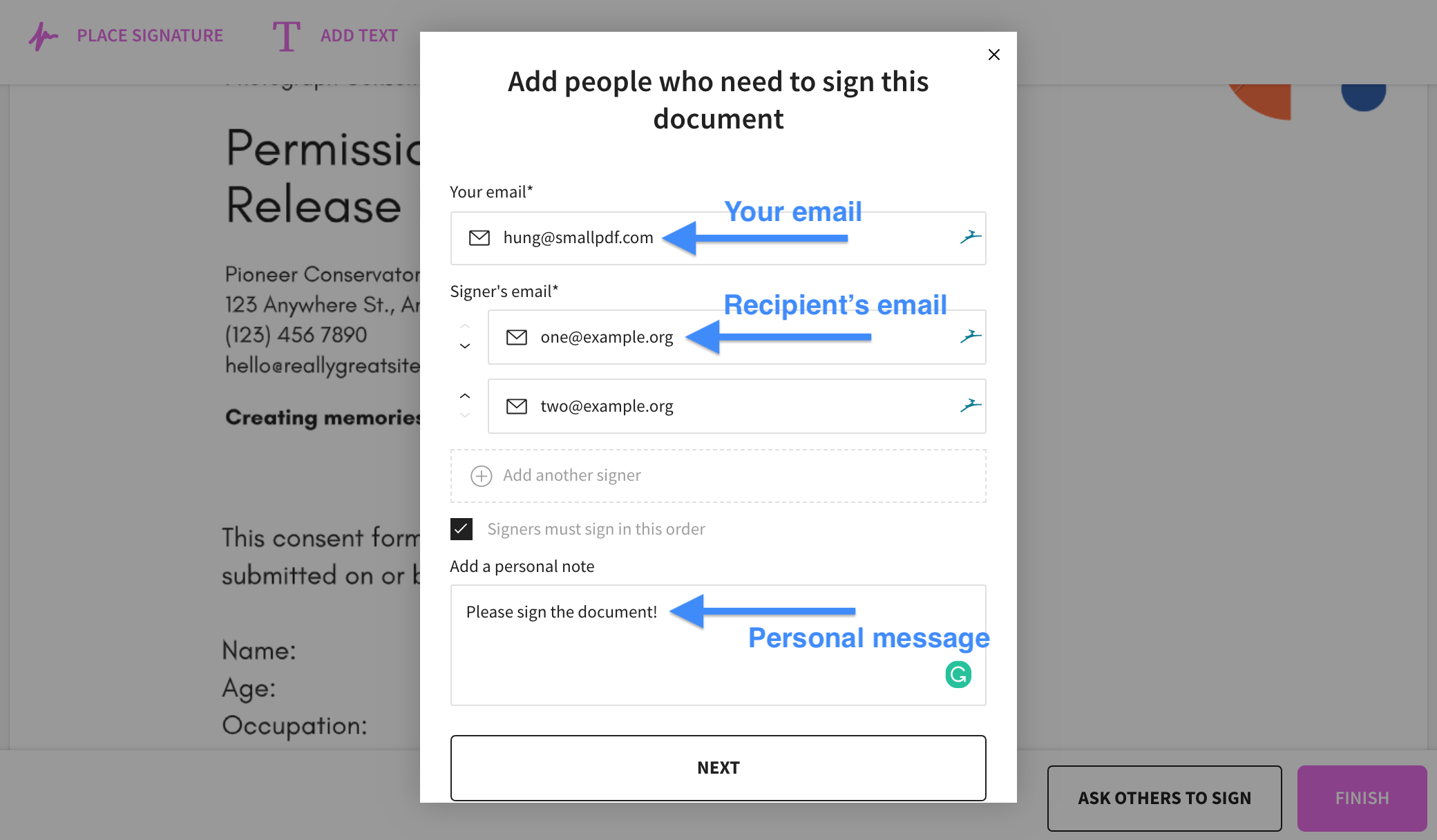 Inviter les signataires et définir le déroulement