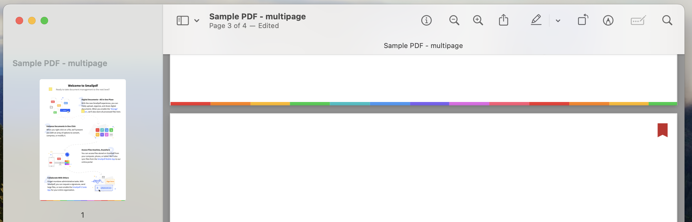PDF bookmarks in Mac Preview.