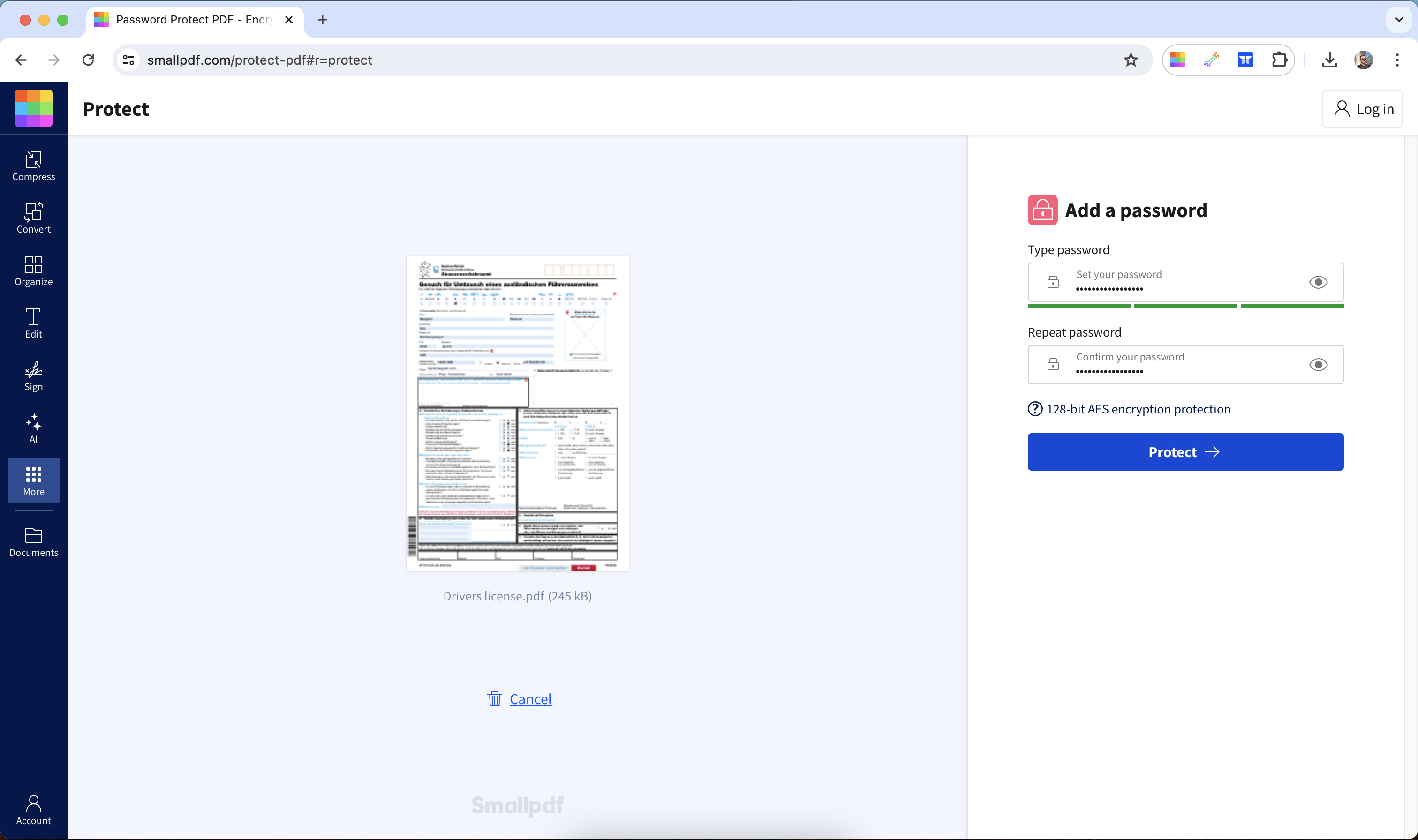 Crittografia AES a 128 bit per proteggere anche le password più forti!