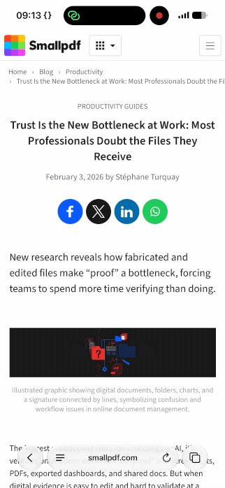 Saving a full page screenshot as a PDF on an iPhone