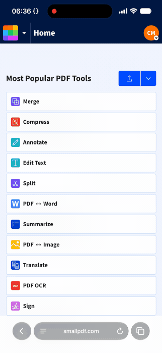 Using Compress PDF on an iPhone to make a document smaller