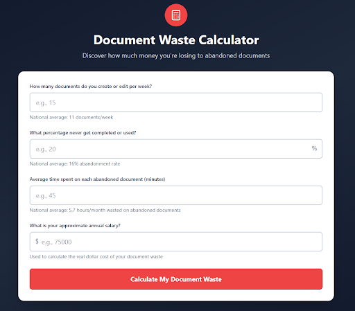 Frac.tl Document Waste Calculator