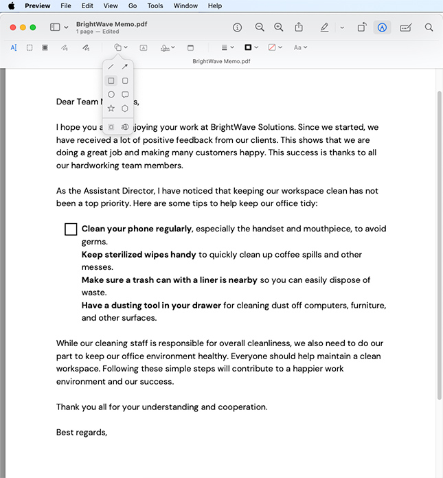 Add checkboxes to PDF using Preview on macOS