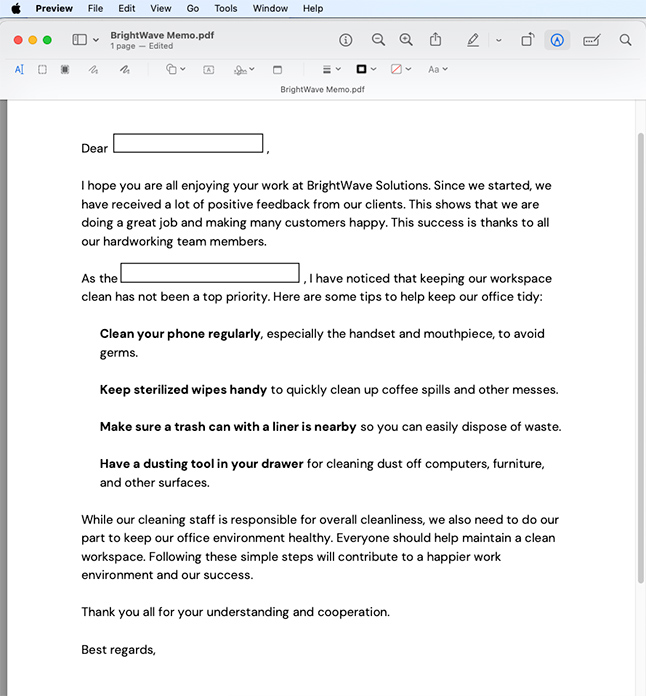Add input fields to PDFs using Preview on Mac
