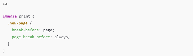 Force a new page before or after an element