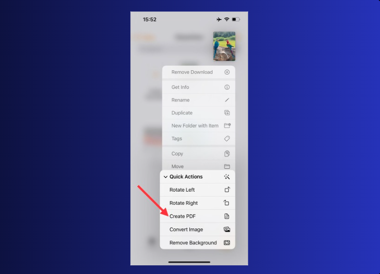 Convert a picture using your iPhone’s native share function