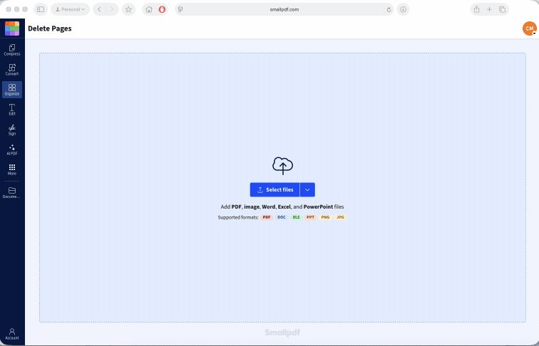 Using Smallpdf to easily delete pages from a PDF