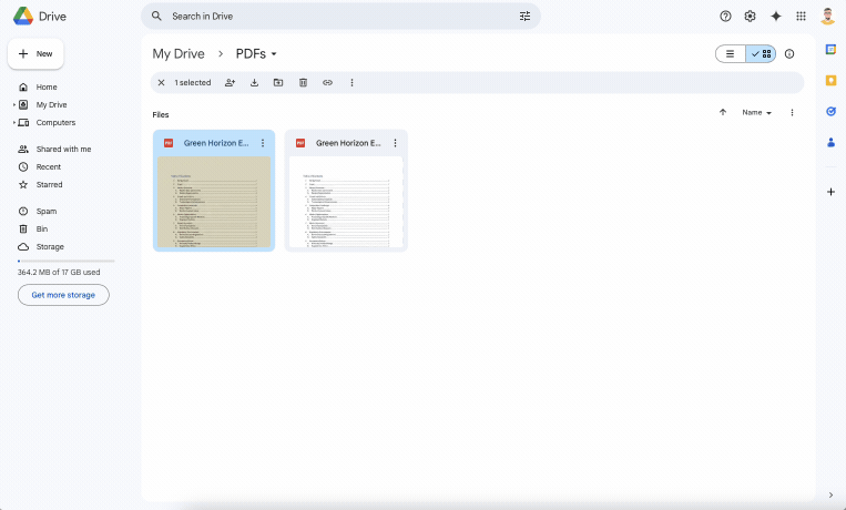 Sharing a PDF via Google Drive