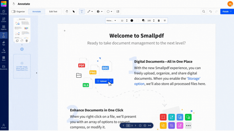 Add comments to PDF with Smallpdf for free