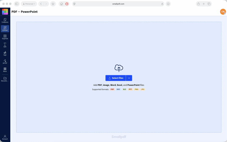 Using Smallpdf to save a Google Slide as a PDF