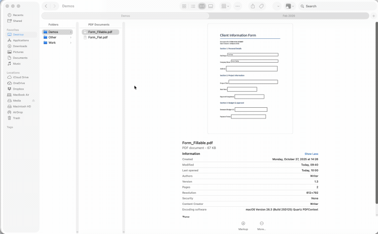 Adding info to fillable and non-fillable form fields using Preview