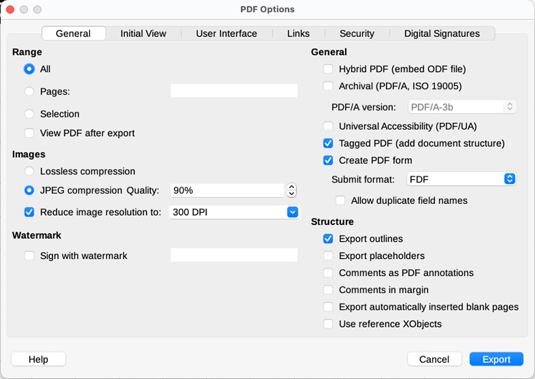 Test and export as PDF