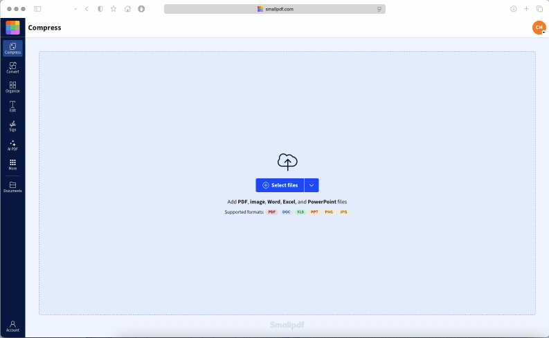 Shrinking a PDF by 52% using the basic setting in Compress PDF
